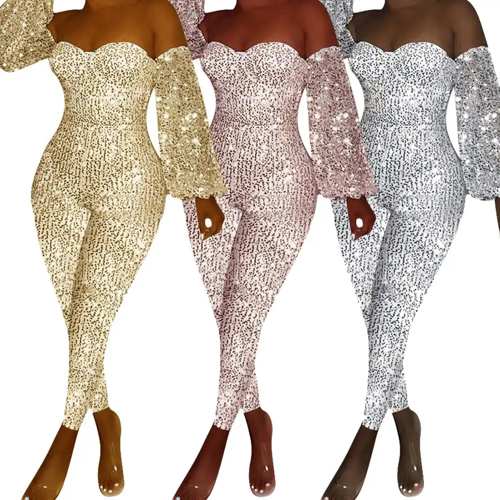 مثير زائد الحجم ملابس حللا النساء 2019 الترتر النسيج طويلة الأكمام Bodycon حللا