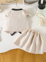 Conjunto Casual de Verano para Niña, Estilo Algodón con Aroma Suave, Color Rosa Sólido, Chaleco con Lazo y Pantalones Cortos Decorados con Perlas