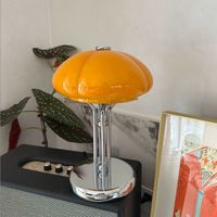 Lampe de table en métal et verre, design moderne et simple, en forme de citrouille, flexible, rechargeable, à LED dimmable, pour chevet, compatible AC