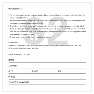 New Style Scratch <b>Pattern</b> Lotto Ultra Hd Black Core <b>Paper</b> Digital Printing Custom Lottery Scratch Card - Product Image 5