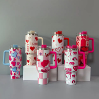 Regalos del Día de San Valentín nueva llegada Sublimación Corazón de amor rojo Taza de viaje de acero inoxidable de doble pared Vaso de 40oz con asa