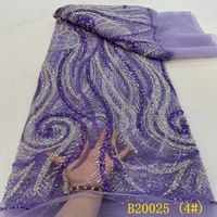 Tissu en dentelle écologique avec des paillettes et des perles brodées, tissu en maille pour robes de mariée et vêtements de fête