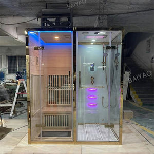 Cabine de sauna et de douche à vapeur combinée de luxe avec commande tactile et jets de massage, salle de spa 2 en 1 pour spa à domicile et relaxation - Product Image 3