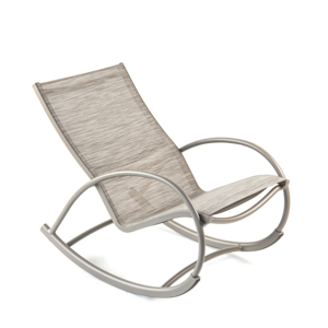 Outdoor Portable Leisure <b>Rocking</b> <b>Chair</b> Featuring Grey Teslin Mesh Fabric and a Curved Metal Frame Minimalist Design - Product Image 3