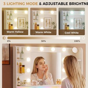 SENYU - Tocador Moderno para Dormitorio, Color Blanco, con Cajones de Almacenamiento, Espejo con Luces LED Ajustables - Product Image 4