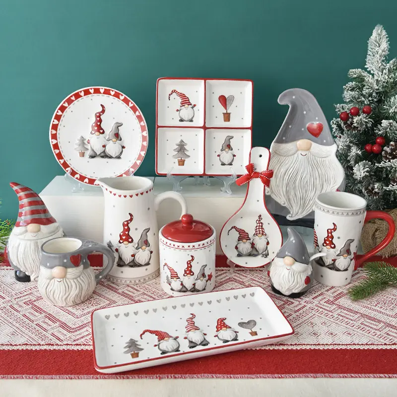 Árvore De Natal personalizada Papai Noel Natal Criativo Tema Sobremesa Salada Bolo Snack Dinner Pratos De Placa De Cerâmica