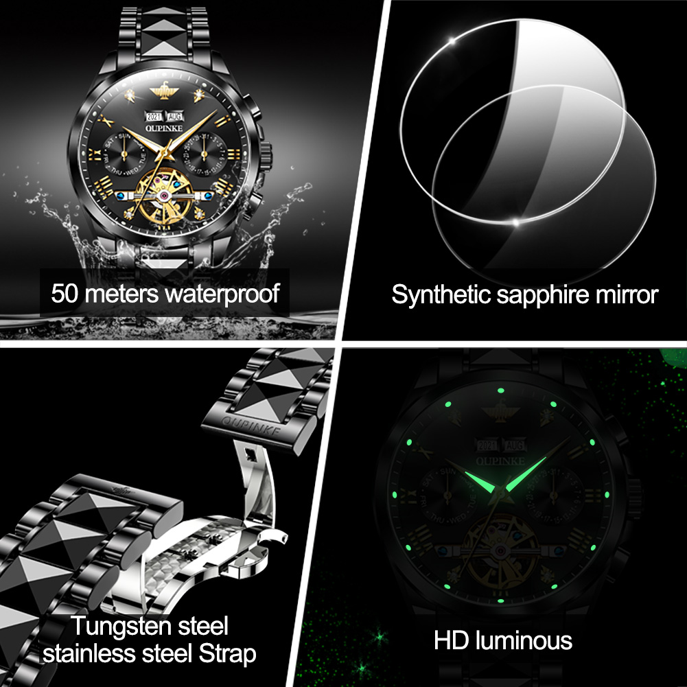 OUPINKE 3186 Luxury Automatic Men's Watch - Mechanical Sapphire