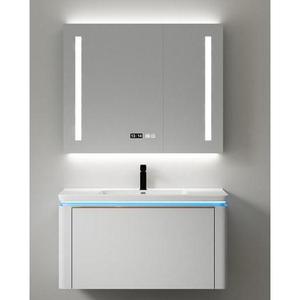 Mueble de Baño Blanco CR con Espejo LED Inteligente, Gabinete de Madera Sólida Montado en la Pared - Product Image 3