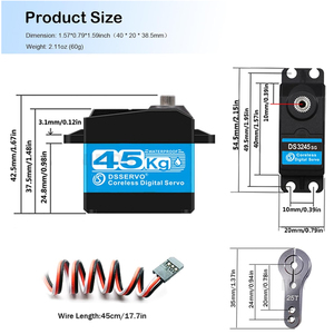 Servo de Alto Torque 45KG con Motor Sin Núcleo, Engranaje Metálico Digital y de Acero Inoxidable, Servo <span class=keywords><strong>Arduino</strong></span> para Robótica DIY, Coche RC - Product Image 5