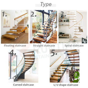 פושאן מסחרי מקורה ברזל חם מטבל פלדה מגולוון עץ קיר תליית גרם מדרגות צף לשימוש דירה - Product Image 2