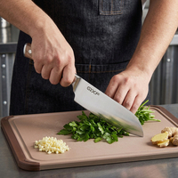 Couteau de cuisine en acier inoxydable allemand 1.4116, style japonais, couteau Santoku de 6 pouces avec manche en bois d'olivier, couteau Santoku japonais