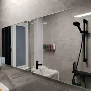 Appeso parete di grandi dimensioni senza cornice di fantasia 5 millimetri 6 millimetri rettangolare di spessore argento specchio di vetro per il bagno