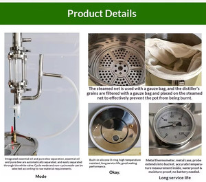 Destilador de Aceites Esenciales Vertical para el Hogar, Destilador de Vapor de Acero Inoxidable para Plantas, Hierbas y Flores, Destilación de Hidrolatos - Product Image 2