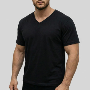 T-shirt ajusté à col en V pour homme, haute élasticité, séchage rapide, anti-humidité, uni, sportif, personnalisable, hauts d'<span class=keywords><strong>été</strong></span> vierges - Product Image 6