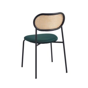 Chaise <span class=keywords><strong>de</strong></span> salle à manger nordique en rotin tressé avec dossier, siège en velours, chaise d'appoint avec pieds en métal noir, chaise <span class=keywords><strong>de</strong></span> loisirs pour la maison, l'hôtel, <span class=keywords><strong>le</strong></span> café - Product Image 4