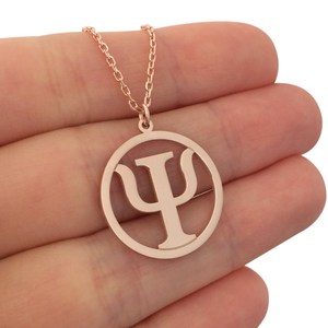 Collana con nome personalizzato in acciaio inossidabile 316l alla moda con simbolo Psi collana con lettera greca Psi collana con gioielli Sorority donna uomo - Product Image 3