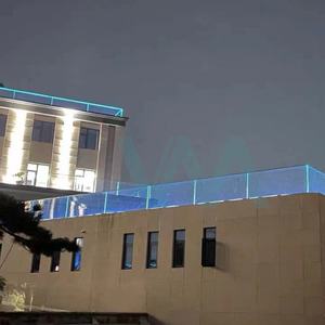 Sistema de Barandilla de Vidrio sin Marco con Canal en U de Aluminio, Escalera Moderna con LED, Panel de Vidrio Templado para Balcón, Resistente al Óxido/Agua, con Recubrimiento en Polvo - Product Image 4