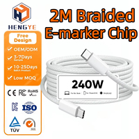 Cable de Carga Rápida USB-C a USB-C, Ultra Grueso y Trenzado, Transferencia de Datos, PD, 240 W Máx., 2 m