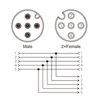 Konektor Adaptor M12 A-code Y-W Splitter 5 Pin untuk Kotak Sensor Aktuator Otomasi Pabrik, Pemasok Konektor Plc