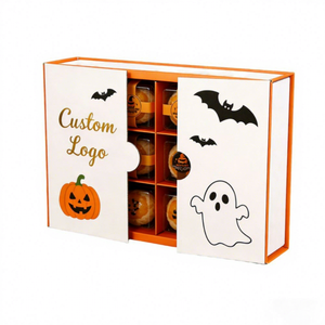 Fabricant FX – Emballage personnalisé en papier de qualité alimentaire pour friandises d'Halloween – Boîte cadeau écologique à double porte pour biscuits avec séparateurs - Product Image 1