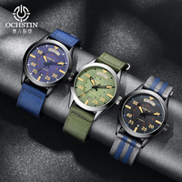 Montre automatique pour homme OCHSTIN 62028B, cadran lumineux, affichage du jour et de la date, bracelet en toile, montre mécanique de sport pour pilote