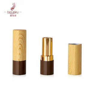 A forma di triangolo di alluminio vuota tubo del rossetto, su ordinazione di legno della decorazione del grano casi rossetto, contenitore balsamo per le labbra