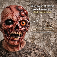 Masque intégral en latex Crâne de zombie mutant effrayant avec crocs, détails de monstre, écologique et réutilisable pour Halloween, cosplay et maison hantée