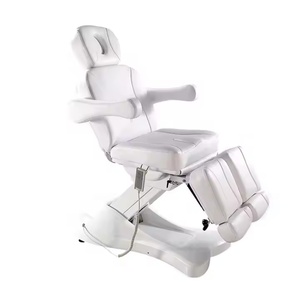 Lit de massage électrique beige à 3 moteurs pour extensions de cils, traitement de spa de luxe, salon de cosmétique, table de massage de beauté - Product Image 2