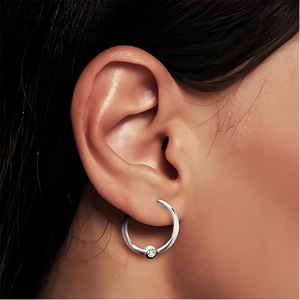 Anneau de nez en acier inoxydable avec serti à bille, style européen, bijou de piercing rond - Product Image 4