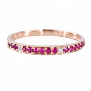Chất Lượng Cao 18K Rose Gold Antique Tự Nhiên Ruby Đá Quý Kim Cương Stackable Eternity Finger Nhẫn - Product Image 2