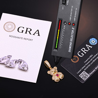 Collier tendance pour femme avec pendentif Hip Hop en laiton, Moissanite VVS D, motif ours en peluche cœur, breloque ours de dessin animé, passe le test du diamant