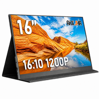 Écran portable AHXJKA 16 pouces 1200P 16:10 120Hz avec housse de protection en cuir, un seul câble pour travail multi-écrans, compatible Win/Mac/Console