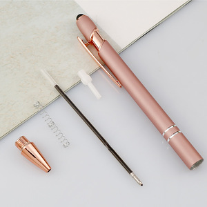 Stylet 2 en 1 en or rose avec écran tactile souple Stylos à bille en métal personnalisés pour les cadeaux - Product Image 2