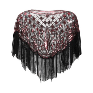 Robe à paillettes perlée pour femmes, costume à rabat, cape, <span class=keywords><strong>accessoires</strong></span> châle, collection 1920 - Product Image 2
