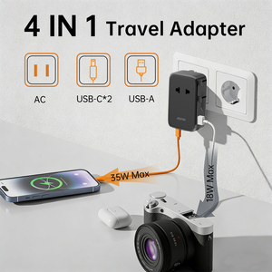Adaptador de Viaje Global ASPOR A885 Todo en Uno, Carga Rápida GaN de 35W con <span class=keywords><strong>4</strong></span> Enchufes, Compatibilidad Mundial para Teléfonos/Laptops - Product Image 2