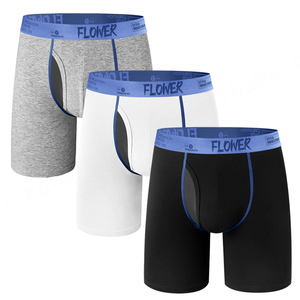 Ropa interior para hombre con logotipo personalizado, Calzoncillos Bóxer, ropa interior cómoda y transpirable de LICRA y algodón elástico para hombre, Open fly - Product Image 4