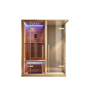 Sauna de Sal de Haloterapia de Espectro Completo con Infrarrojos, Baño de Sauna Exterior, Sauna Combinada de Madera para Exteriores, Cabina de Ducha de Vapor - Product Image 1