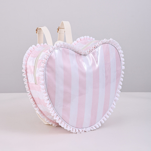 Mochila de PVC Impermeable con Cremallera, Diseño de Corazón, Gran Capacidad, Multifuncional, a Rayas y con Volantes, Personalizable, Venta al Por Mayor, Tendencia de Moda - Product Image 2