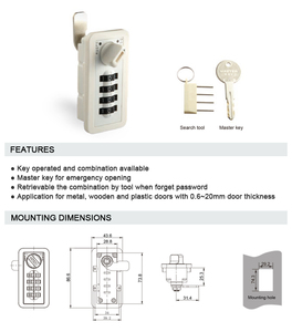 Mk707 4 chữ số mật khẩu kết hợp cam khóa cơ khí tủ khóa ABS nhựa kết hợp cơ khí Locker khóa - Product Image 4