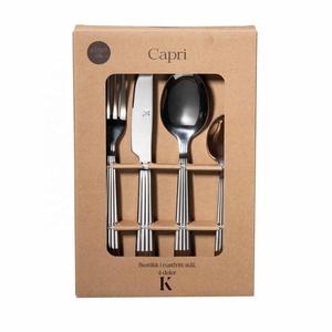 Juego de Cubiertos de Acero Inoxidable de 24 Piezas con Diseño de Rayas, Marca Gold Faqueiro Talheres Casa Home Bestikk Silverware <span class=keywords><strong>Ibiza</strong></span> - Product Image 6