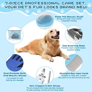 Oem ODM nhà sản xuất Pet tóc dematting deshedding chải chuốt bàn chải 9-in-1 Pet grooming Kit - Product Image 3