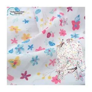 Low MOQ Flower PFP 100%polyester Jacquard Printed Floral Chiffon Fabric For Blouse Dress
