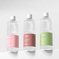 Bouteille en plastique PE de 1L avec étiquette couleur personnalisée et poignée, conteneur vide pour détergent, pour l'emballage de produits de nettoyage ménager