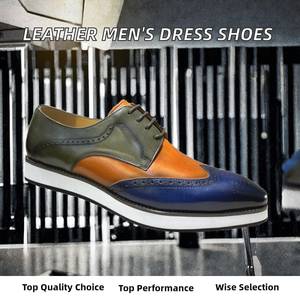 Handmade Genuine Leather Men's Formal Dress Shoes Casual <b>Pointed</b> Toe Lace-up for Weddings Office Banquets Summer Autumn Winter - Product Image 2
