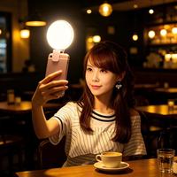 Lampe à selfie pour téléphone portable, anneau lumineux LED portable grand angle, kit de vlogging, lampe de beauté pour diffusion en direct