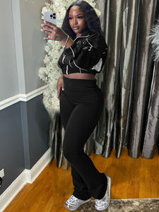 Novedad 2025 Conjunto de <span class=keywords><strong>2</strong></span> Piezas para Mujer Chaqueta Corta con Cremallera y Cuello Alto a Juego con Pantalones Jogger Casuales Lisos Chándal de Dos Piezas - Product Image 6