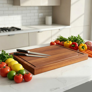 Tagliere Rettangolare Extra Spesso in Legno di Acacia con Scanalatura per Succhi, Tagliere in Legno Resistente per Uso Commerciale e Ristorazione - Product Image 5