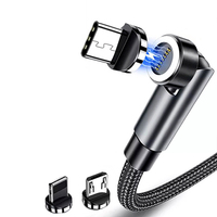 Adaptor Pengisian Cepat Magnetik Tipe-C Micro USB Kabel Data Rotasi 540 Derajat 60W 3A Kabel USB Magnetik
