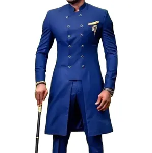 Traje clásico de doble botonadura para hombre, esmoquin de novio, traje de negocios PARA CENA DE graduación, Azul Real