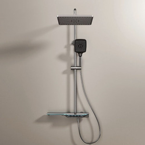 Système <span class=keywords><strong>de</strong></span> <span class=keywords><strong>douche</strong></span> à touches <span class=keywords><strong>de</strong></span> piano carrées Douchette à main à affichage numérique à LED avec robinet <span class=keywords><strong>de</strong></span> baignoire à cascade Ensemble <span class=keywords><strong>de</strong></span> mitigeur <span class=keywords><strong>de</strong></span> <span class=keywords><strong>douche</strong></span> thermostatique - Product Image 3